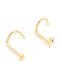 Surgical Steel Cubic Zirconia & Ball Front Nose Studs 3-Pack