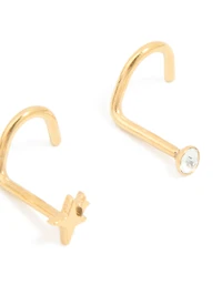Surgical Steel Cubic Zirconia & Ball Front Nose Studs 3-Pack
