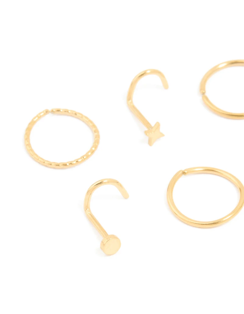 Surgical Steel Nose Stud & Ring 6-Pack