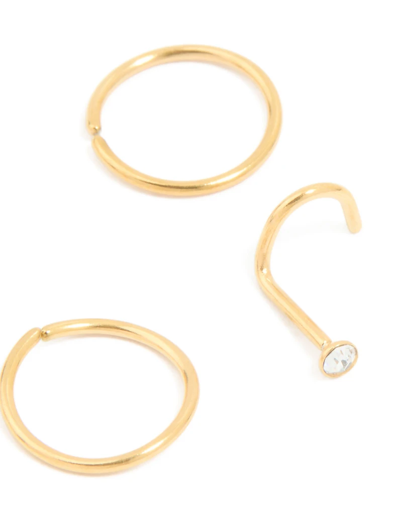 Surgical Steel Nose Stud & Ring 6-Pack