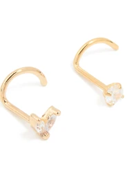 Surgical Steel Cubic Zirconia Classic & Butterfly Nose Studs 3-Pack