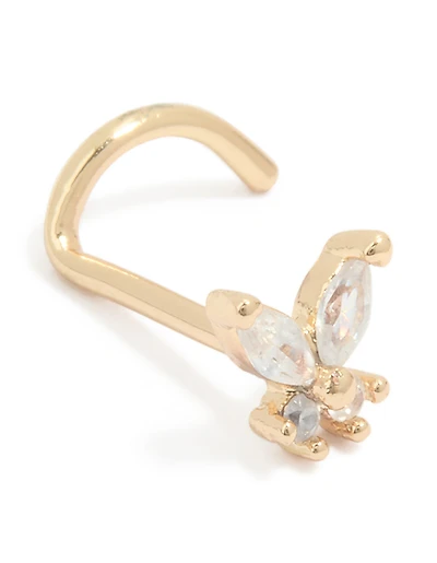 Surgical Steel Cubic Zirconia Butterfly Threadless Nose Stud