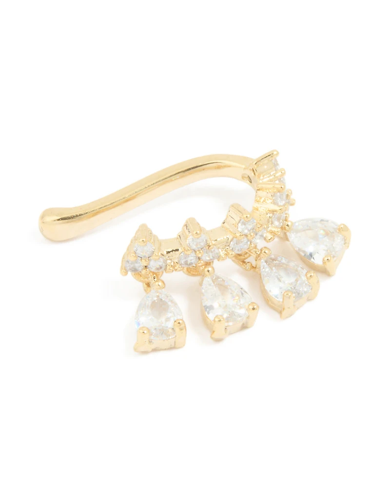 Gold Plated Cubic Zirconia Detailed Single Ear Cuff