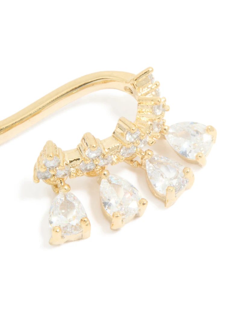 Gold Plated Cubic Zirconia Detailed Single Ear Cuff