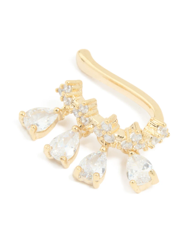 Gold Plated Cubic Zirconia Detailed Single Ear Cuff
