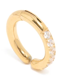 Gold Plated Brass Cubic Zirconia Hinged Single Ear Cuff