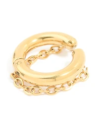Gold Plated Single Chain Huggie Ear Cuff