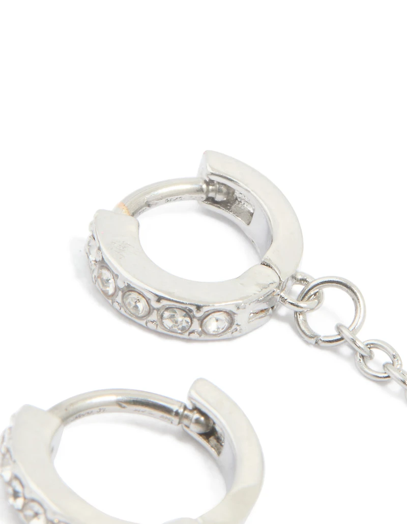 Boucle d’oreille à double perçage à chaîne chirurgicale en acier