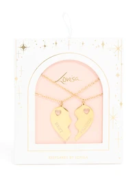 Waterproof Gold Plated Stainless Steel BFF Heart Necklaces 2-Pack