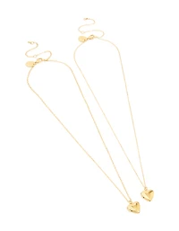 Waterproof Gold Plated Stainless Steel Heart Locket Necklaces 2-Pack