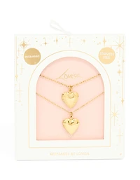 Waterproof Gold Plated Stainless Steel Heart Locket Necklaces 2-Pack