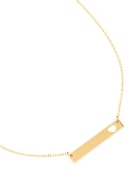Waterproof Gold Plated Stainless Steel Heart Engravable Bar Necklace
