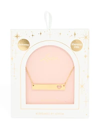 Waterproof Gold Plated Stainless Steel Heart Engravable Bar Necklace