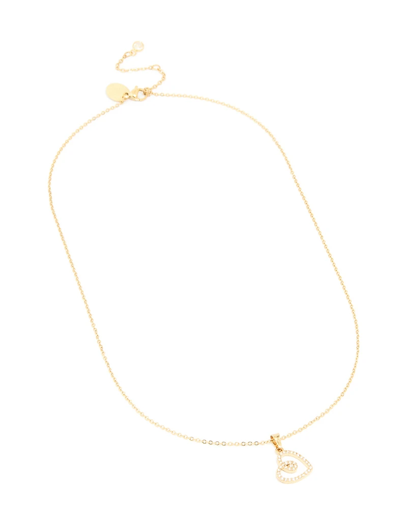 Waterproof Gold Plated Stainless Steel Cubic Zirconia Heart Necklace