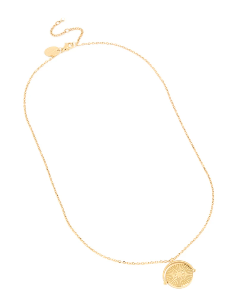 Collier pendentif céleste en acier inoxydable étanche, plaqué or