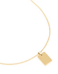 Waterproof Gold Plated Stainless Steel Large Rectangle Pendant Necklace