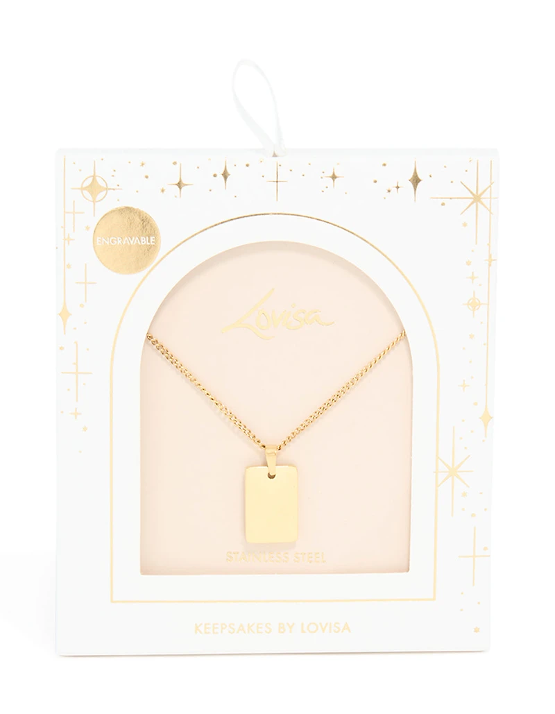 Collier pendentif imperméable en acier inoxydable plaqué or