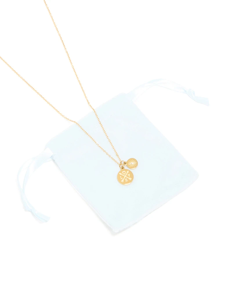 Waterproof Gold Plated Stainless Steel Compass Pendant Necklace