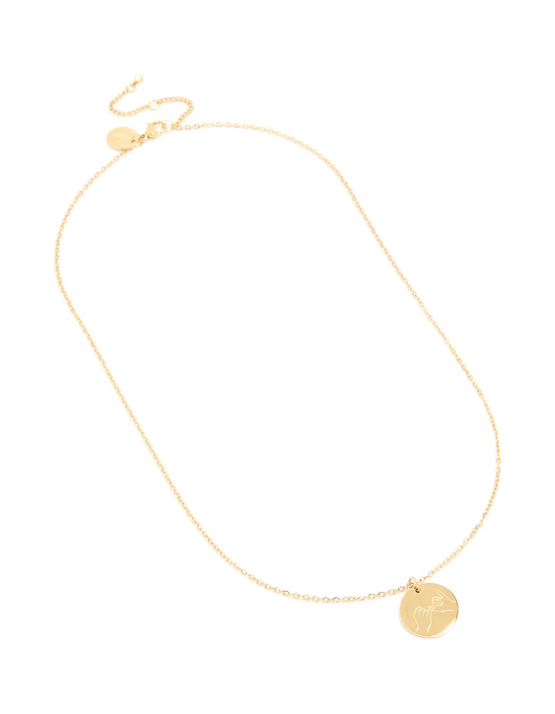 Waterproof Gold Plated Stainless Steel Pinky Promise Pendant Necklace