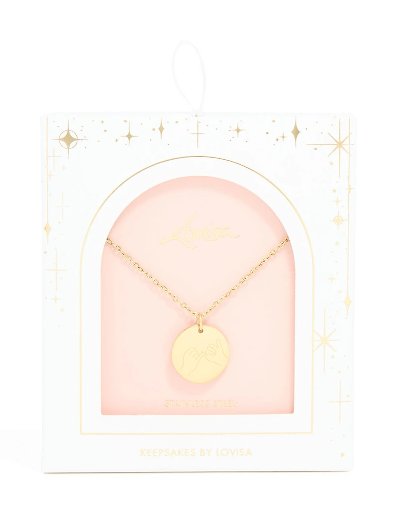 Waterproof Gold Plated Stainless Steel Pinky Promise Pendant Necklace