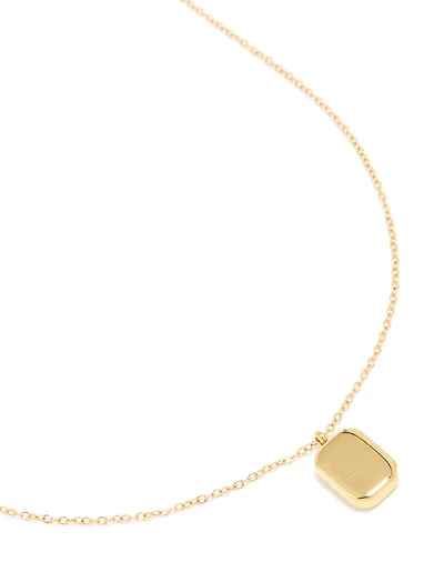 Waterproof Gold Plated Stainless Steel Round Rectangle Engravable Necklace