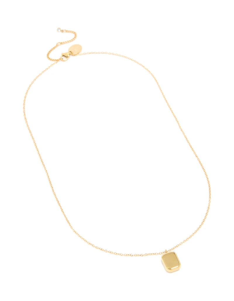 Waterproof Gold Plated Stainless Steel Round Rectangle Engravable Necklace