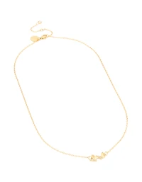 Gold Plated Stainless Steel Cubic Zirconia Butterfly Necklace