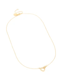 Waterproof Gold Plated Stainless Steel Cubic Zirconia Hollow Heart Necklace