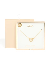 Waterproof Gold Plated Stainless Steel Cubic Zirconia Hollow Heart Necklace