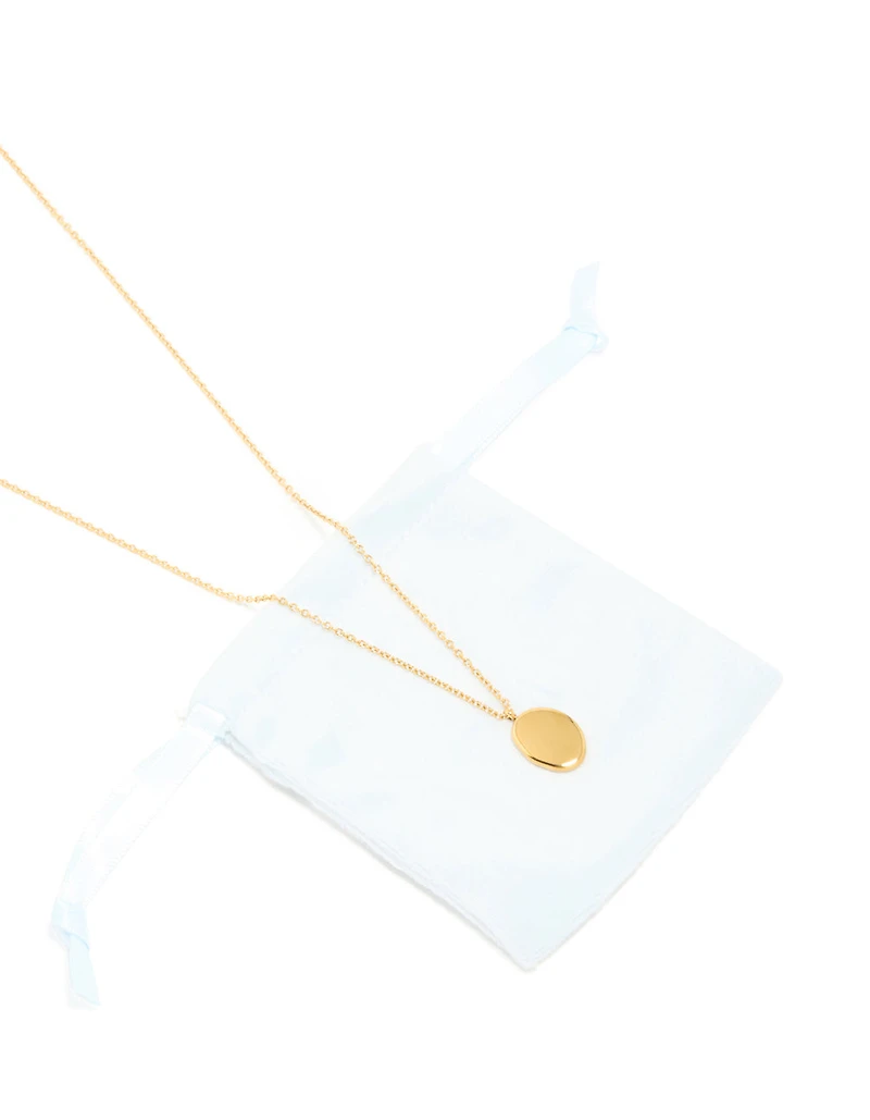 Waterproof Gold Plated Stainless Steel Pebble Engravable Pendant Necklace