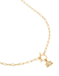 Waterproof Gold Plated Stainless Steel Lotus Flower T & O Necklace