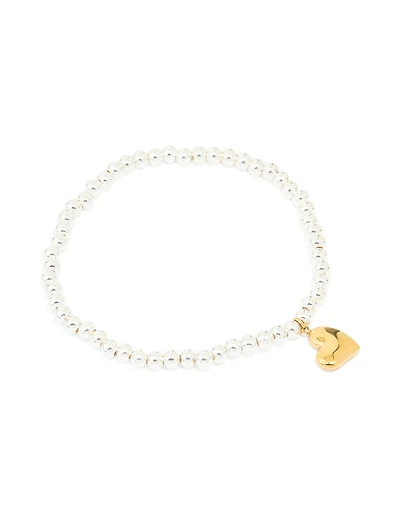 Waterproof Stainless Steel Heart Pendant Stretch Bracelet