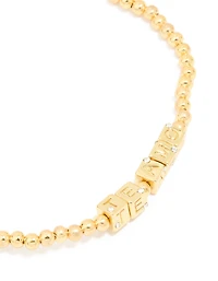 Waterproof Gold Plated Stainless Steel 'Te Amo' Stretch Bracelet