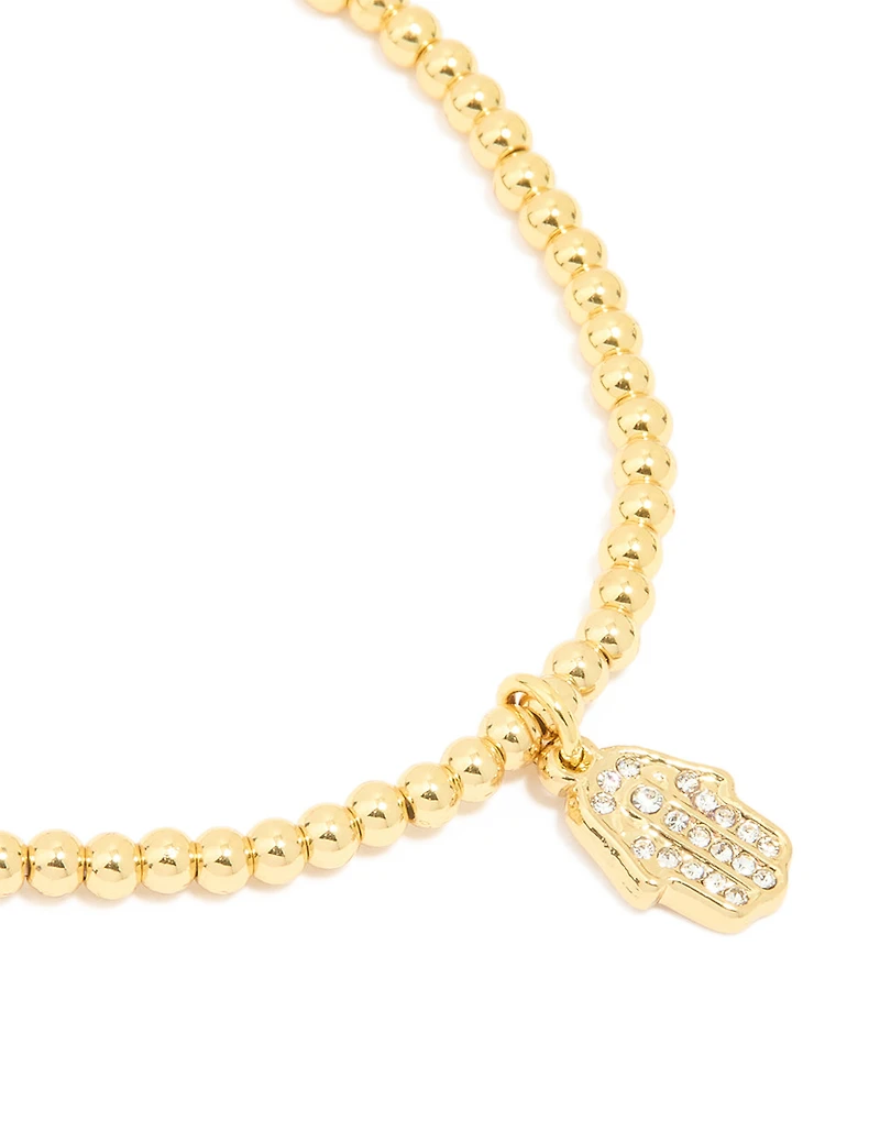 Waterproof Gold Plated Stainless Steel Hamsa Stretch Bracelet