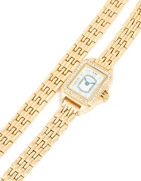 Gold Diamante Mini Double Strap Watch