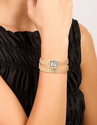 Gold Diamante Mini Double Strap Watch