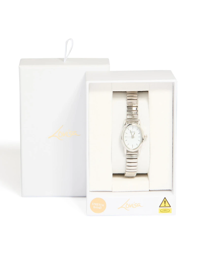 Silver Mini Oval Stretch Watch