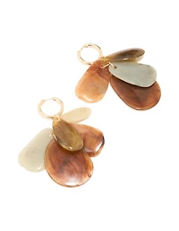 Gold Multicoloured Shell Chandelier Hoop Drop Earrings