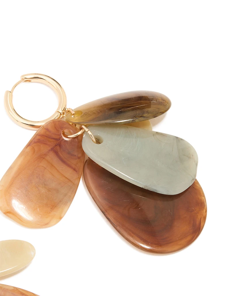 Gold Multicoloured Shell Chandelier Hoop Drop Earrings