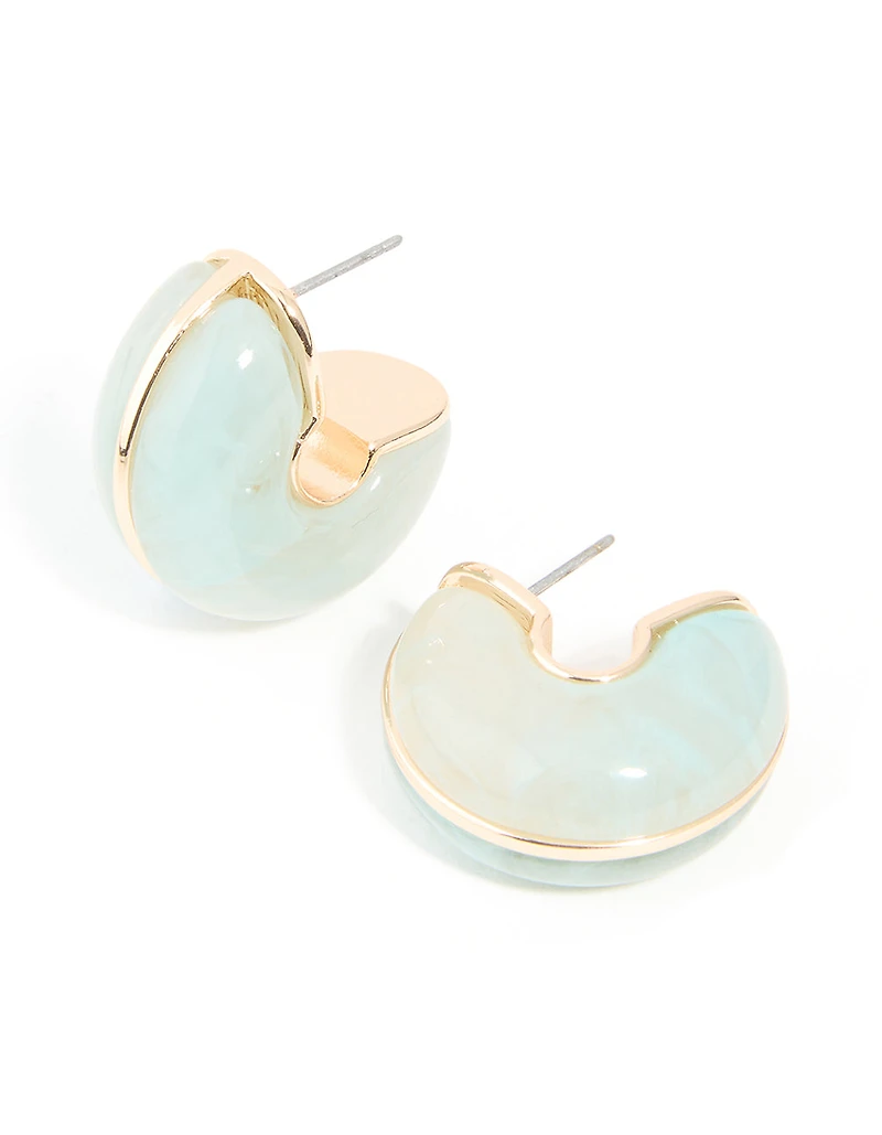 Boucles d’oreilles en résine dorée et verte