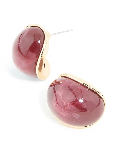 Boucles d’oreilles Statement Hoop en résine dorée bourgogne