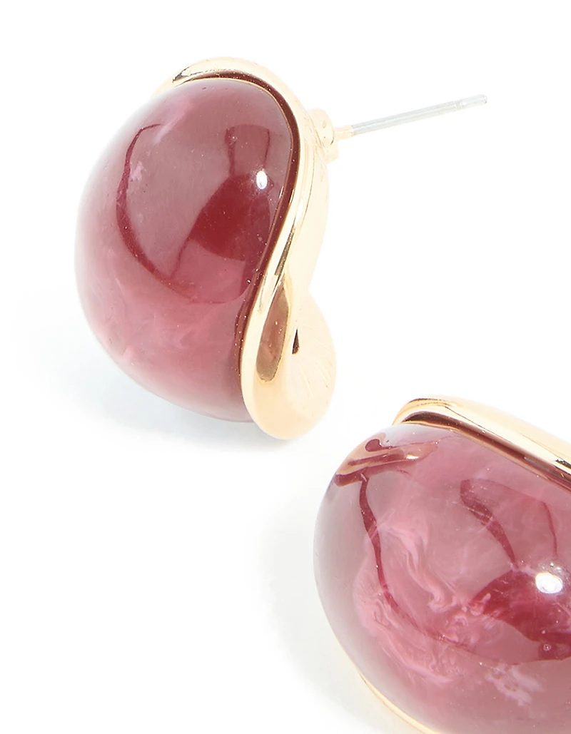 Boucles d’oreilles Statement Hoop en résine dorée bourgogne