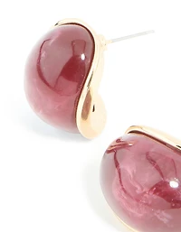 Boucles d’oreilles Statement Hoop en résine dorée bourgogne