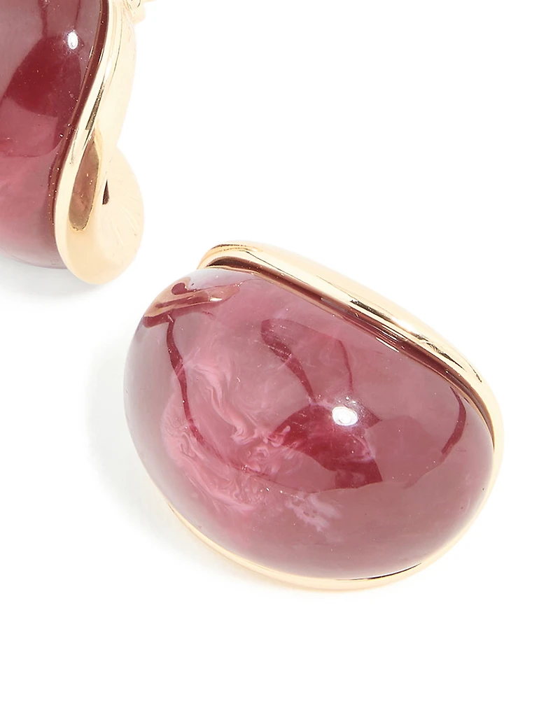 Boucles d’oreilles Statement Hoop en résine dorée bourgogne