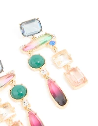 Gold Multicoloured Genuine Shell Drop Earrings