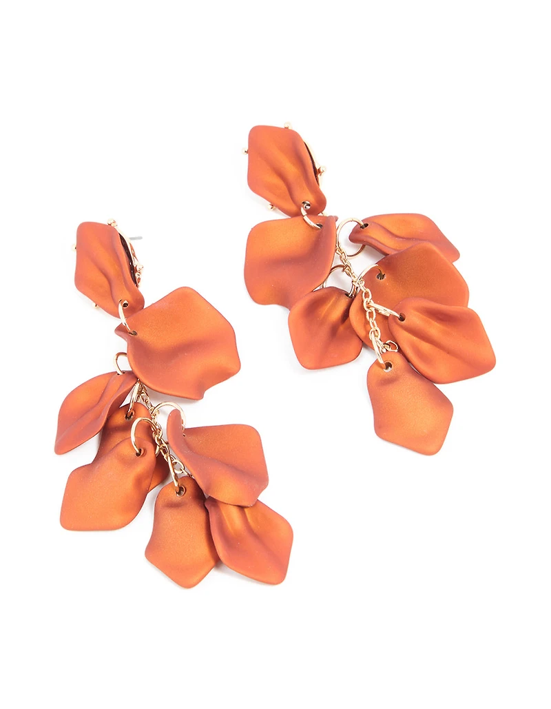 Boucles d’oreilles pendantes en pétales d’orange doré
