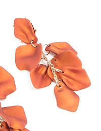 Gold Orange Petal Drop Earrings