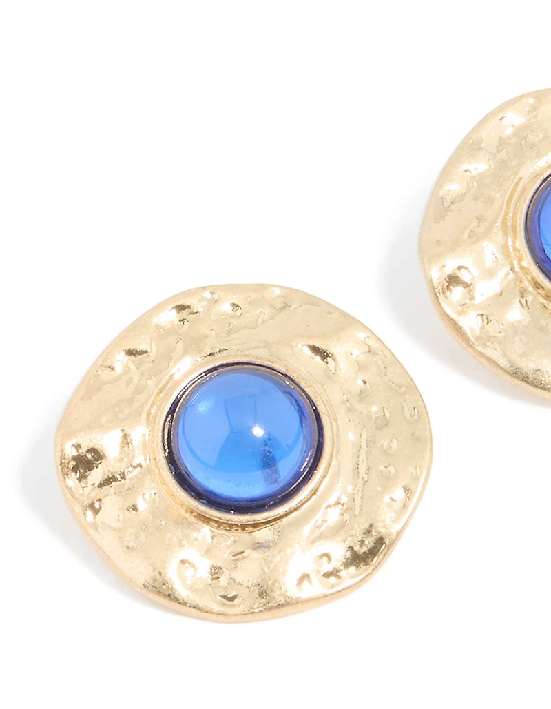 Boucles d’oreilles à gros clous texturées en pierre bleu doré