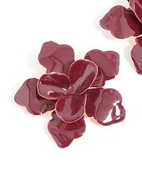 Boucles d’oreilles dorées rouges en forme de grande fleur