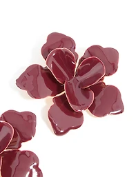 Boucles d’oreilles dorées rouges en forme de grande fleur